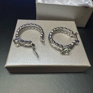 EverTrue Montezuma Prasiolite 3.35 ctw Heart Hoop Earrings in Stainless Steel